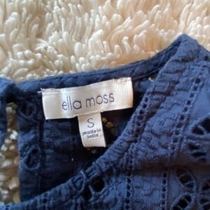 Ella Moss Navy Eyelet Cap-Sleeve Shirt